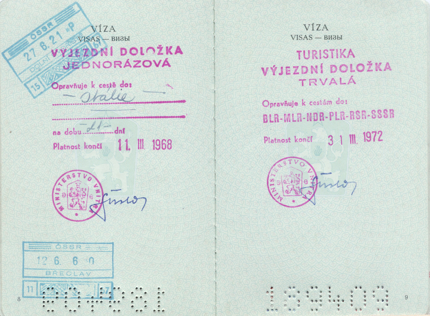 Cestovná doložka z roku 1967. Wikimedia commons
